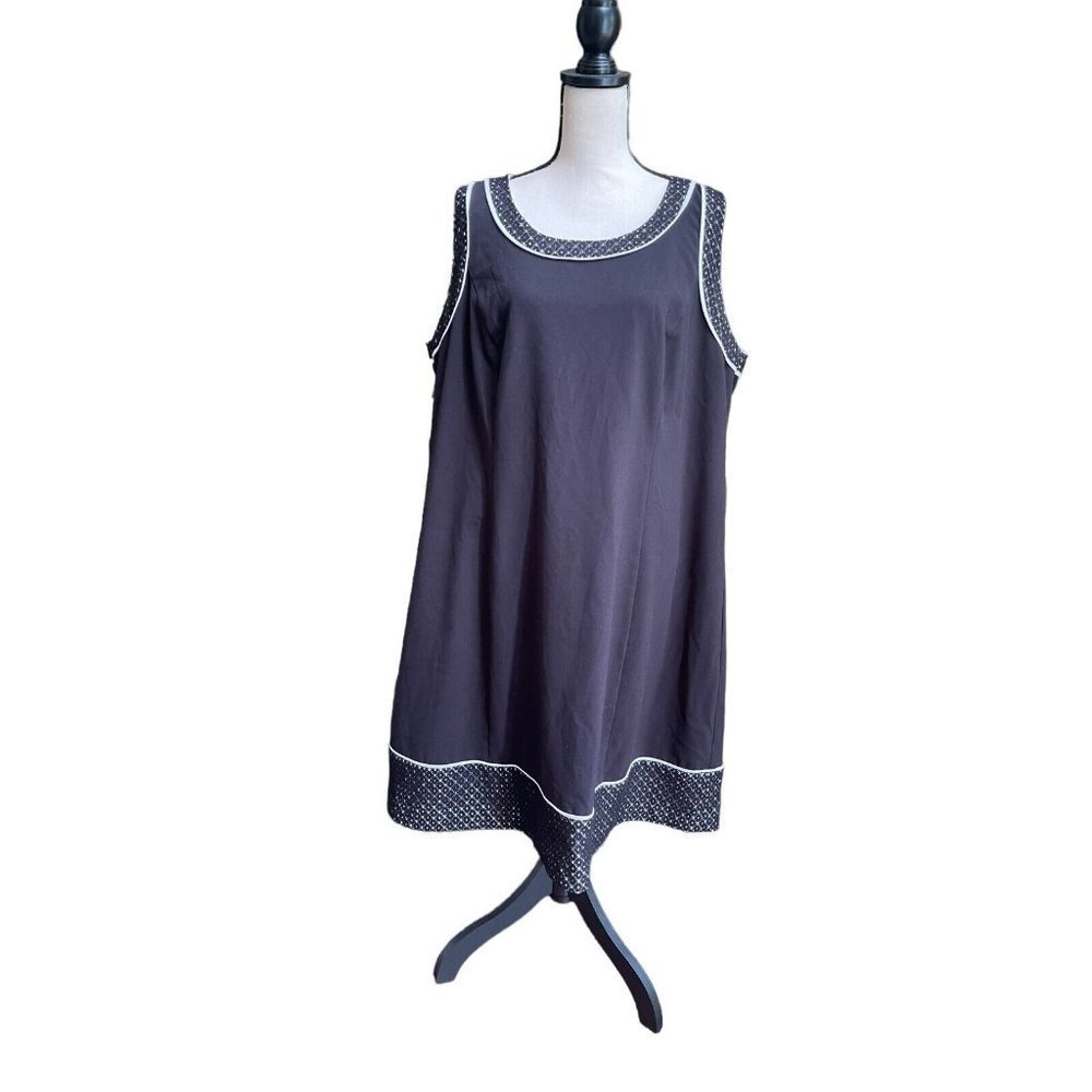 CATHERINES Black White Lined shift Sleeveless Zipper Dress Womens Size 20W